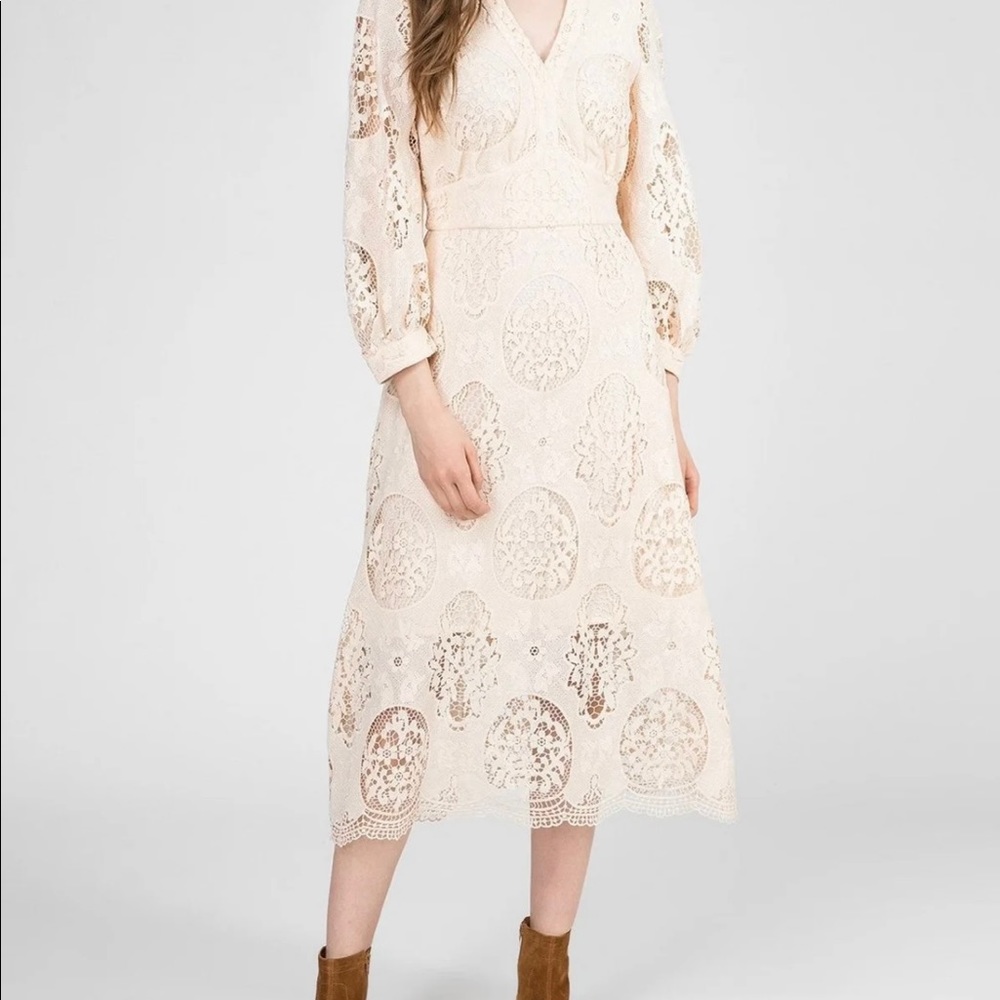 NEW/ tag, Maje Paris Lace Midi Nude Dress size 36